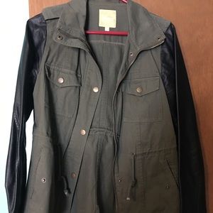 Size small leather and olive jacket